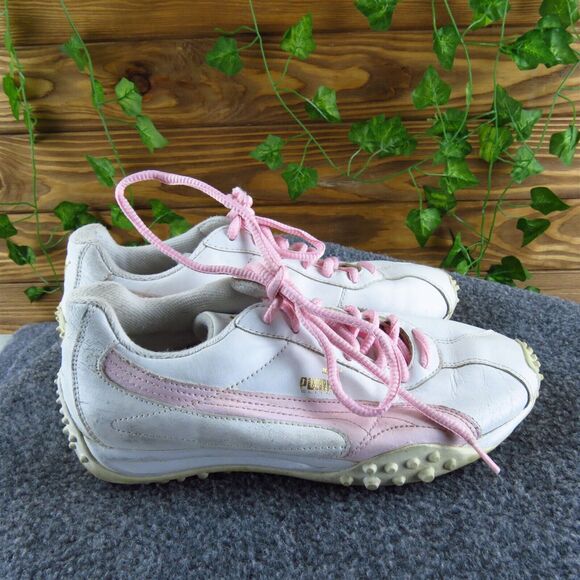 PUMA Women's VTG 80's Speed Game Cat Turf Sneaker Pink Leather 8.5 Medium Used - Picture 3 of 7